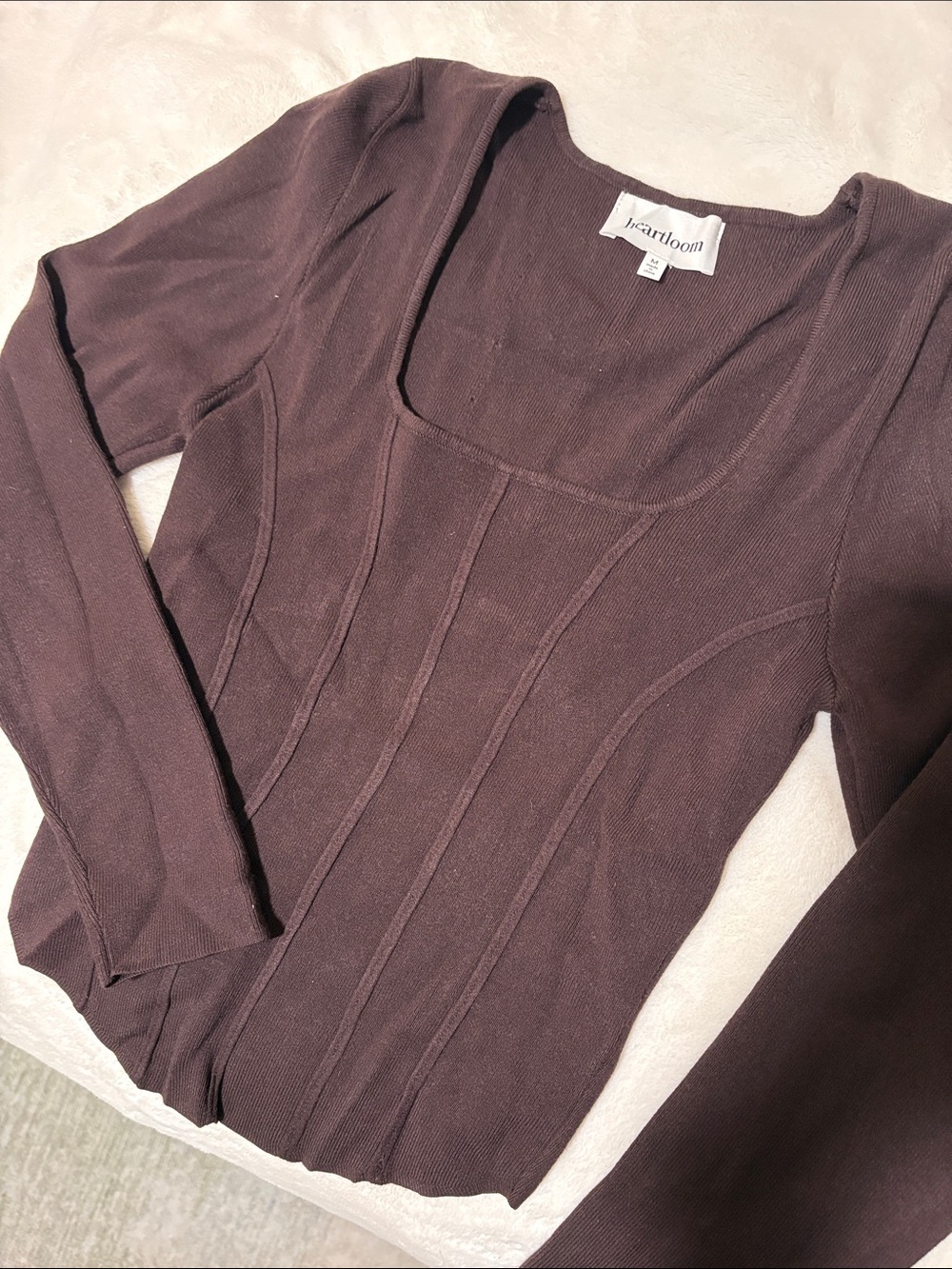 Heartloom Deep Plum Scoop-Neck Ribbed Top
